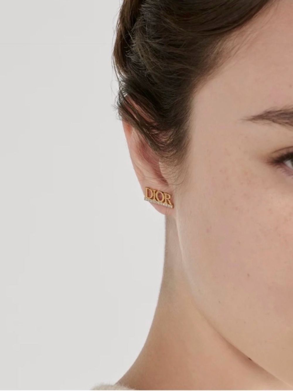 Dior Gold-tone 'Dior' Logo Stud Earrings